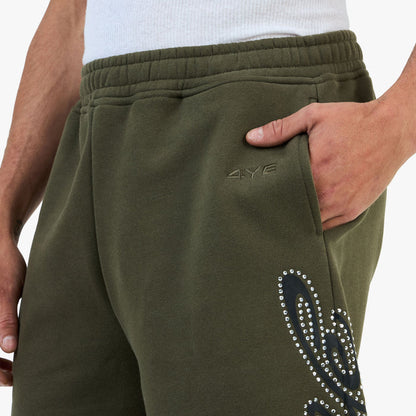 4YE Signature Rhinestone Short / Olive