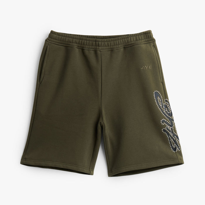 4YE Signature Rhinestone Short / Olive