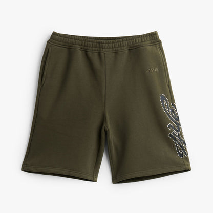 4YE Signature Rhinestone Short / Olive