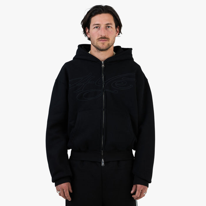 4YE Signature Zip Hoodie Black / Black