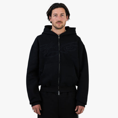 4YE Signature Zip Hoodie Black / Black