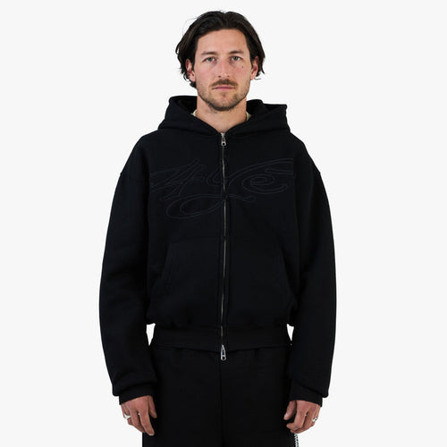 4YE Signature Zip Hoodie Black / Black