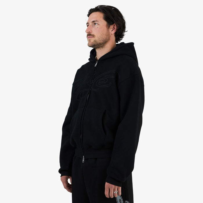 4YE Signature Zip Hoodie Black / Black