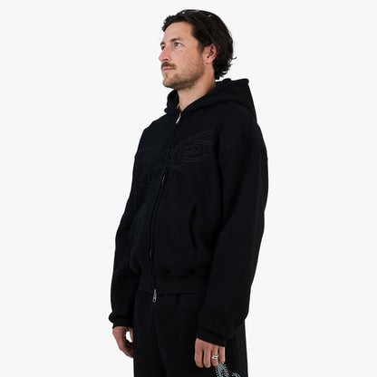 4YE Signature Zip Hoodie Black / Black