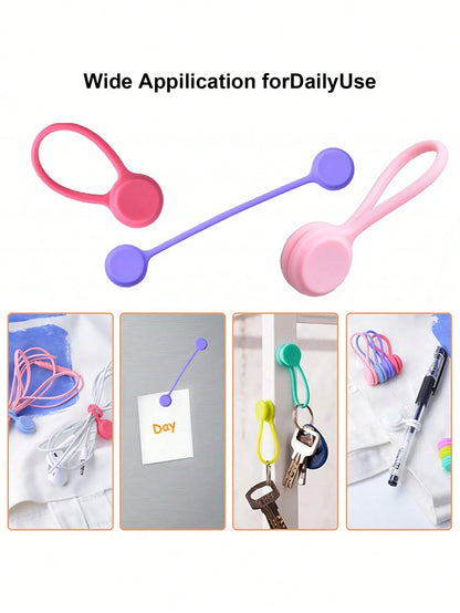 5/10pcs Magnetic Cable Organizers, Reusable Silicone Cable Ties, Suitable For USB Charging Cables, Earphone Cables And Data Cables Magnetic Cable Management, Portable Cable Accessories, Suitable For H