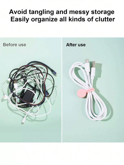 5/10pcs Magnetic Cable Organizers, Reusable Silicone Cable Ties, Suitable For USB Charging Cables, Earphone Cables And Data Cables Magnetic Cable Management, Portable Cable Accessories, Suitable For H