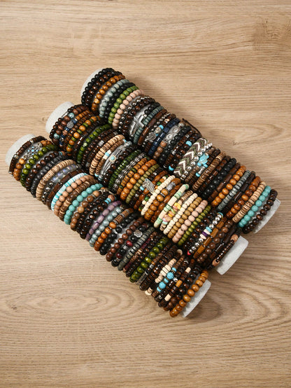 5/36/45pcs/Set Random Colorful Handmade Beaded Bracelets, Fashion Accessories, Christmas Surprise Gift