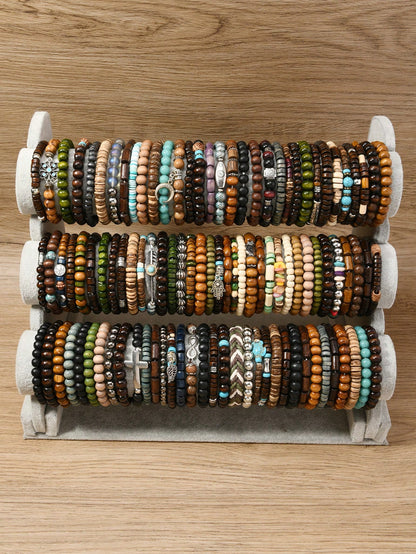 5/36/45pcs/Set Random Colorful Handmade Beaded Bracelets, Fashion Accessories, Christmas Surprise Gift