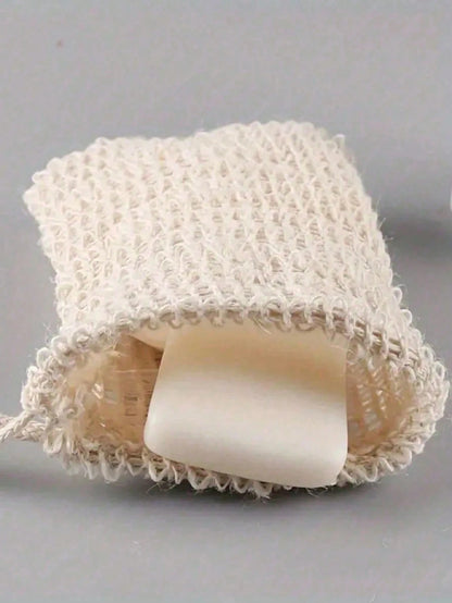 5/3pcs Reusable Exfoliating Soap Bags, Jute Drawstring Soap Pouch, Convenient For Lathering And Drying, Back Scrubber, Skin Smoother, Removes Dirt And Dead Skin, Body Cleansing Tool, Bathroom Accessor