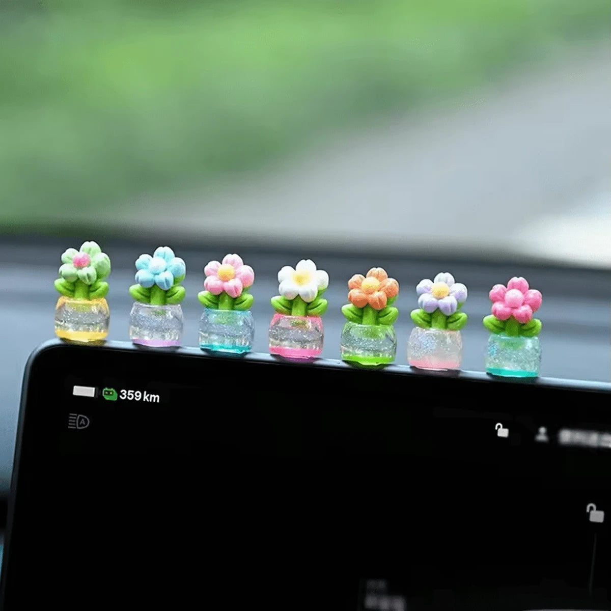 5/6/10/20/30/50pcs Random Color Cute Flower Pot Car Dashboard Screen Creative Decorative Ornament