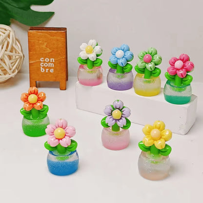 5/6/10/20/30/50pcs Random Color Cute Flower Pot Car Dashboard Screen Creative Decorative Ornament