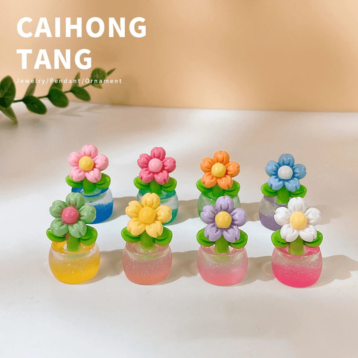 5/6/10/20/30/50pcs Random Color Cute Flower Pot Car Dashboard Screen Creative Decorative Ornament