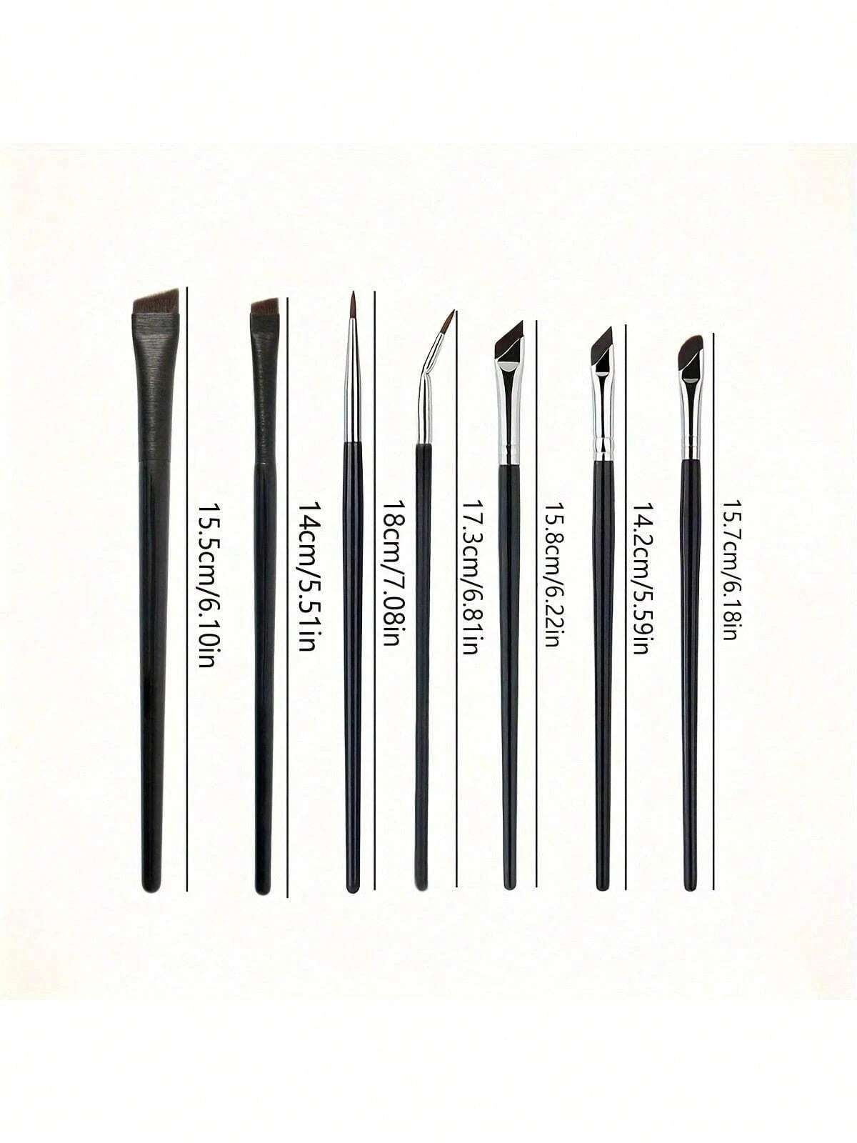 5/7-Piece Precision Eye Makeup Brush Set| Scythe & Angled Eyeliner, Eyebrow Brushes With Long Handle Reversible Design – Soft Synthetic Fiber Tips For Sensitive/Dry Skin (Professional Grade),Travel E