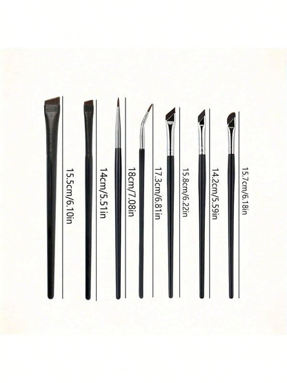5/7-Piece Precision Eye Makeup Brush Set| Scythe & Angled Eyeliner, Eyebrow Brushes With Long Handle Reversible Design – Soft Synthetic Fiber Tips For Sensitive/Dry Skin (Professional Grade),Travel E