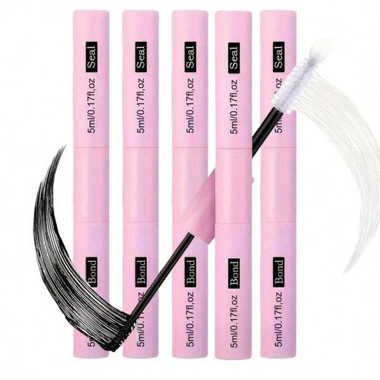 5 Count Bond&Seal Lash Bond And Seal 10ml*5 Lash Clusters Bond And Seal Lash Glue, For False Eyelash Wispy Long Lasting Waterproof All Day Wear 2 In 1 Eyelash Bond And Seal For DIY Lash Extensions Las