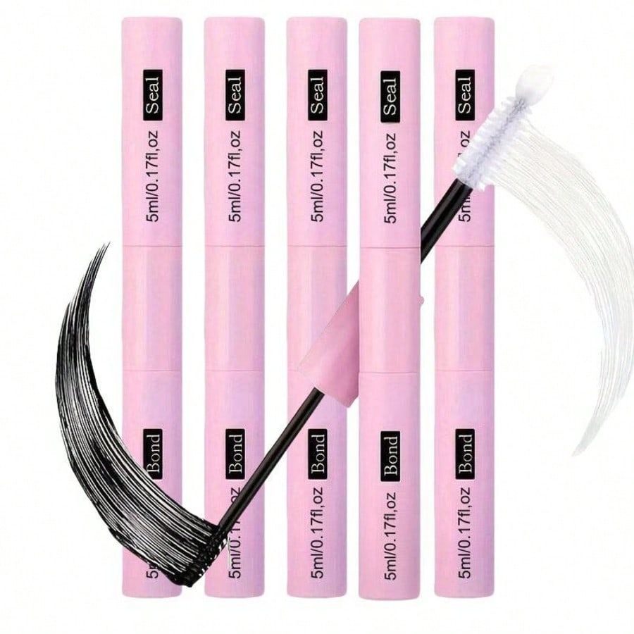 5 Count Bond&Seal Lash Bond And Seal 10ml*5 Lash Clusters Bond And Seal Lash Glue, For False Eyelash Wispy Long Lasting Waterproof All Day Wear 2 In 1 Eyelash Bond And Seal For DIY Lash Extensions Las