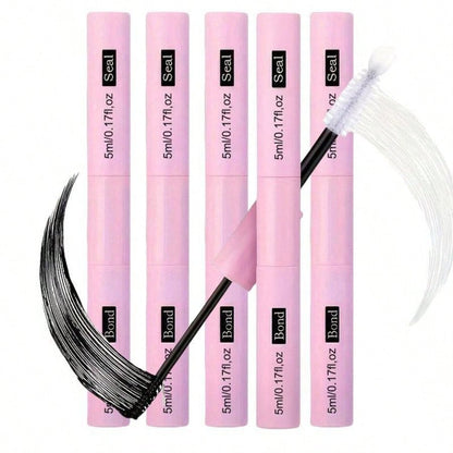 5 Count Bond&Seal Lash Bond And Seal 10ml*5 Lash Clusters Bond And Seal Lash Glue, For False Eyelash Wispy Long Lasting Waterproof All Day Wear 2 In 1 Eyelash Bond And Seal For DIY Lash Extensions Las