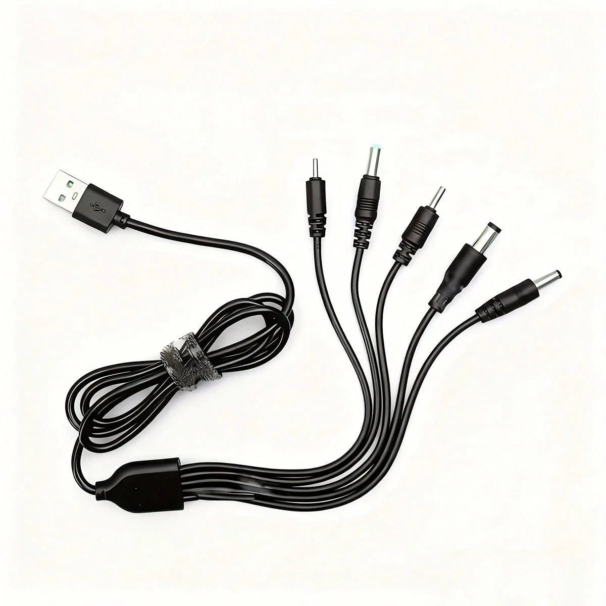 5-In-1 Round Tip USB To DC Charging Cable, 5V Universal For DC2.0/DC2.5/DC3.5/DC4.0/DC5.5 Round Tip Devices Power Adapter