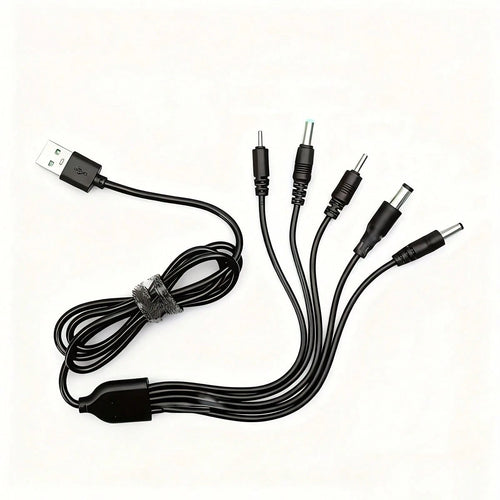 5-In-1 Round Tip USB To DC Charging Cable, 5V Universal For DC2.0/DC2.5/DC3.5/DC4.0/DC5.5 Round Tip Devices Power Adapter