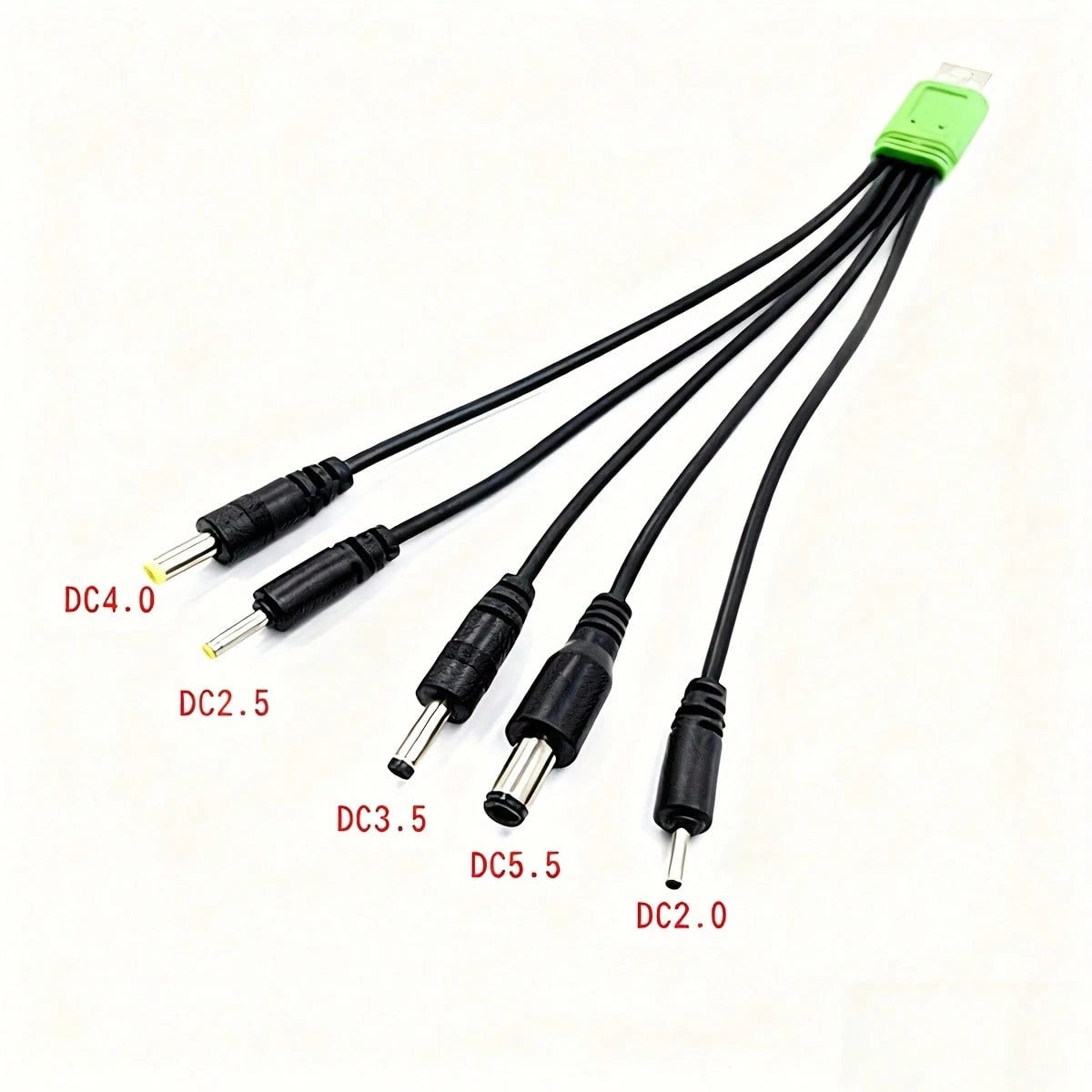 5-In-1 Round Tip USB To DC Charging Cable, 5V Universal For DC2.0/DC2.5/DC3.5/DC4.0/DC5.5 Round Tip Devices Power Adapter