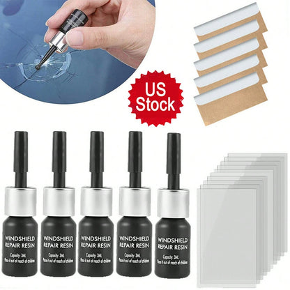 5 Pack Cracked Glass Repair Kit Windshield Car Window Repair FTWK