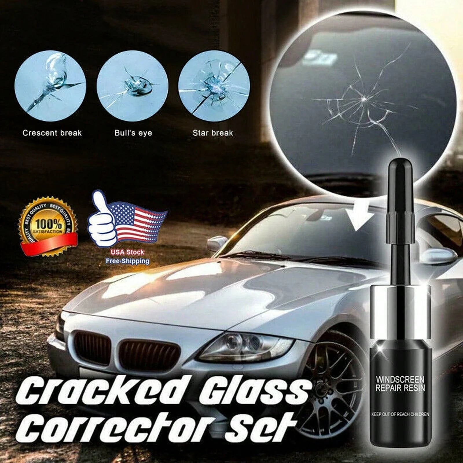 5 Pack Cracked Glass Repair Kit Windshield Car Window Repair FTWK