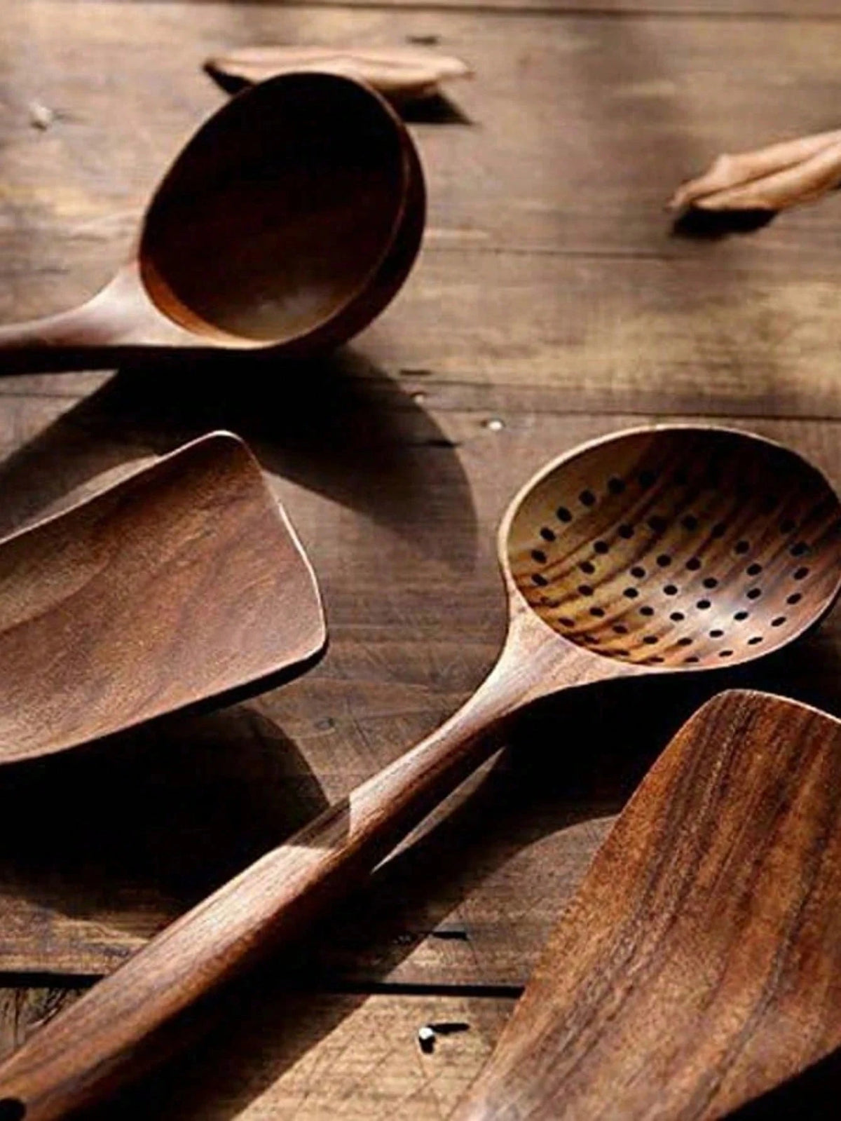 5 PCS Wooden Spoons, Sturdy Wooden Kitchen Utensils With A Box, Lightweight And Heat Resistant, Kitchen Supplies Baking Accessories.