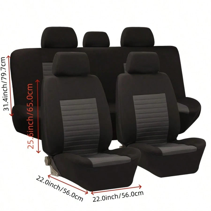 5-Seat Universal Full-Coverage Car Seat Covers. Fabric Material With Striped 3D Texture. Comfortable, Breathable, Wear-Resistant, And Stain-Resistant. Effectively Protects The Original Car Seats.