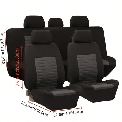 5-Seat Universal Full-Coverage Car Seat Covers. Fabric Material With Striped 3D Texture. Comfortable, Breathable, Wear-Resistant, And Stain-Resistant. Effectively Protects The Original Car Seats.