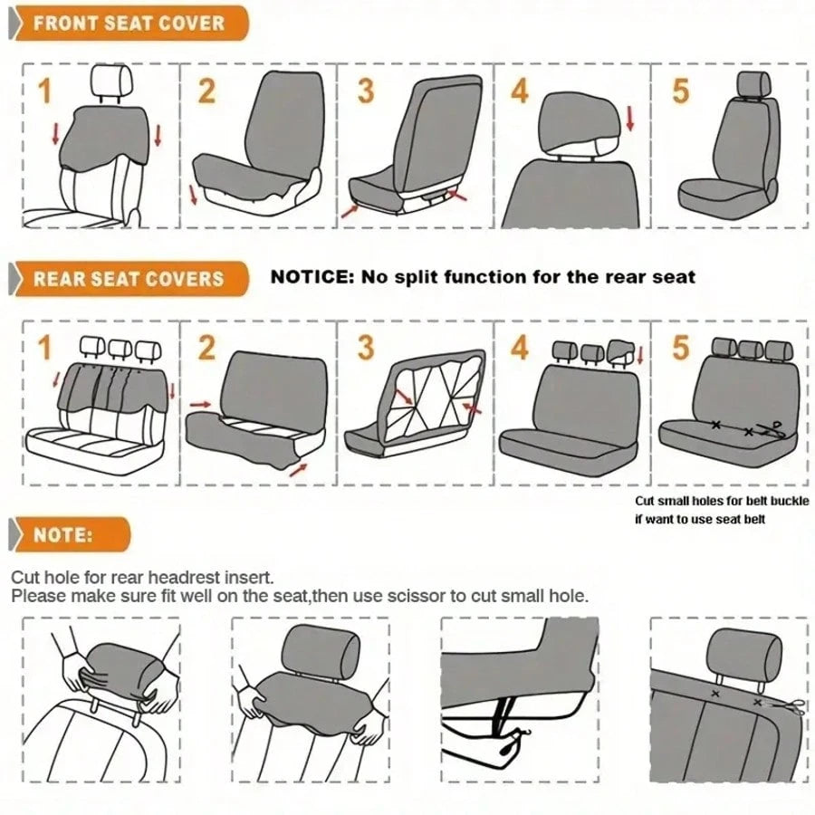 5-Seat Universal Full-Coverage Car Seat Covers. Fabric Material With Striped 3D Texture. Comfortable, Breathable, Wear-Resistant, And Stain-Resistant. Effectively Protects The Original Car Seats.