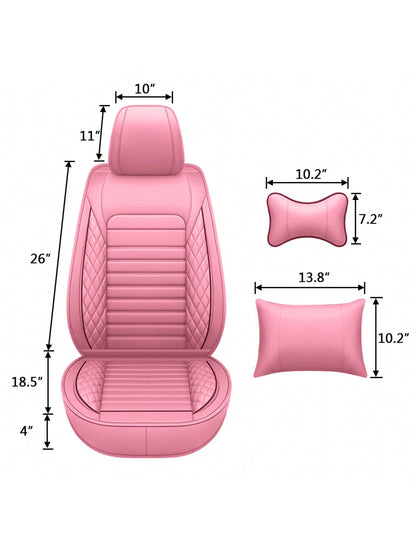 5 Seats Car Seat Covers Full Set PU Leather Front Rear Back Padded Cover Universal Auto Seat Protectors With Or Without Head Pillow For Most Cars Sedan Truck SUV