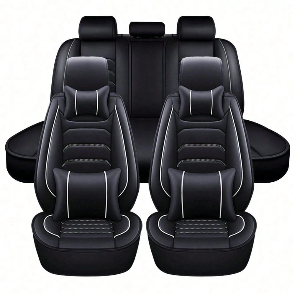 5 Seats Universal Car Seat Covers Full Set Waterproof PU Leather Automotive Seat Cushions Compatible With SUV Sedan All 5-Seater Vehicles