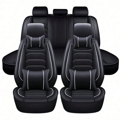 5 Seats Universal Car Seat Covers Full Set Waterproof PU Leather Automotive Seat Cushions Compatible With SUV Sedan All 5-Seater Vehicles