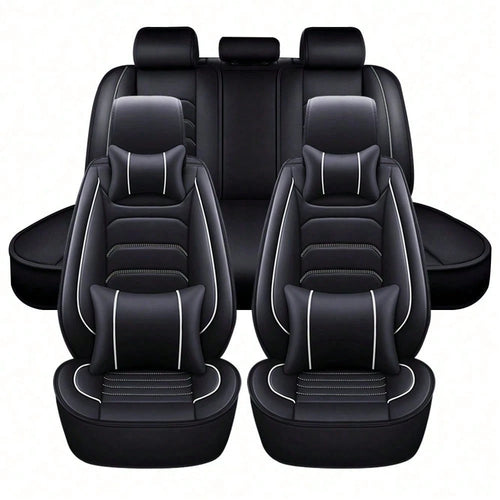 5 Seats Universal Car Seat Covers Full Set Waterproof PU Leather Automotive Seat Cushions Compatible With SUV Sedan All 5-Seater Vehicles