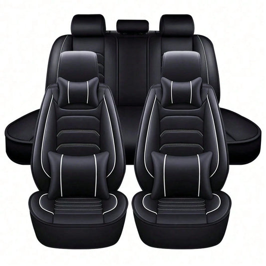 5 Seats Universal Car Seat Covers Full Set Waterproof PU Leather Automotive Seat Cushions Compatible With SUV Sedan All 5-Seater Vehicles