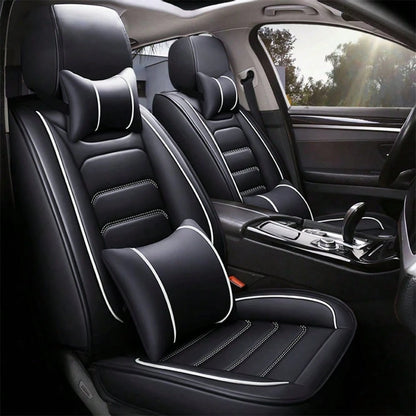 5 Seats Universal Car Seat Covers Full Set Waterproof PU Leather Automotive Seat Cushions Compatible With SUV Sedan All 5-Seater Vehicles