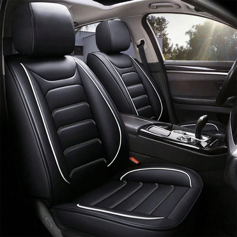 5 Seats Universal Car Seat Covers Full Set Waterproof PU Leather Automotive Seat Cushions Compatible With SUV Sedan All 5-Seater Vehicles