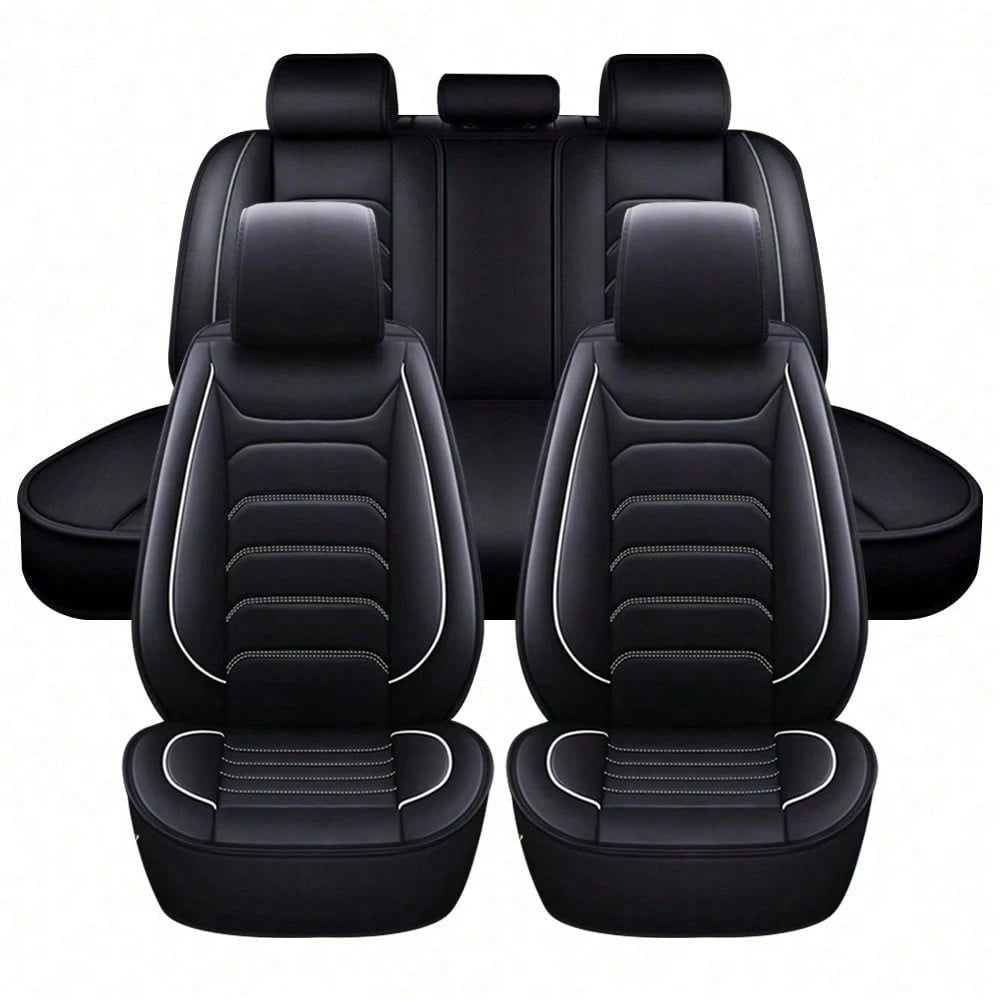 5 Seats Universal Car Seat Covers Full Set Waterproof PU Leather Automotive Seat Cushions Compatible With SUV Sedan All 5-Seater Vehicles