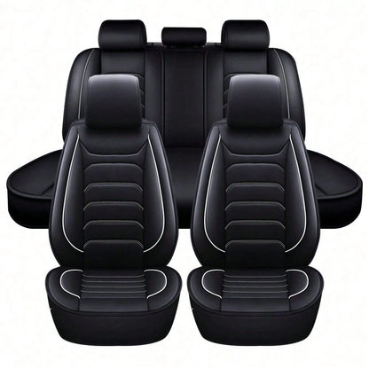 5 Seats Universal Car Seat Covers Full Set Waterproof PU Leather Automotive Seat Cushions Compatible With SUV Sedan All 5-Seater Vehicles