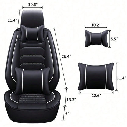 5 Seats Universal Car Seat Covers Full Set Waterproof PU Leather Automotive Seat Cushions Compatible With SUV Sedan All 5-Seater Vehicles