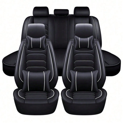 5 Seats Universal Car Seat Covers Full Set Waterproof PU Leather Automotive Seat Cushions Compatible With SUV Sedan All 5-Seater Vehicles
