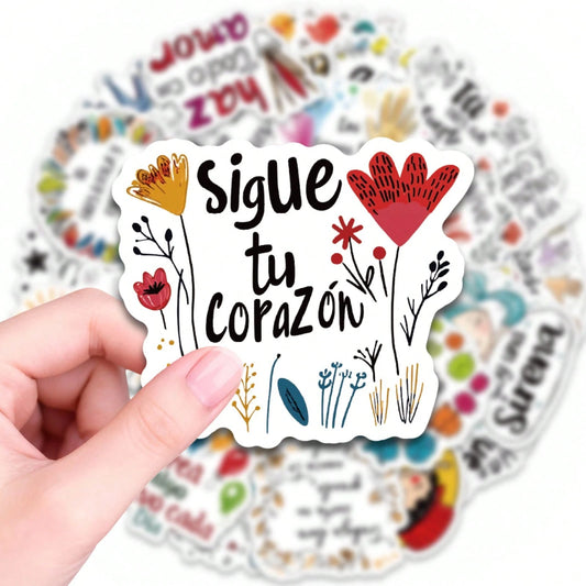 50/100/150pcs Spanish Positive Quote Stickers, Inspirational Phrase Stickers, Suitable For Water Bottles, Laptops, Notebooks, Scrapbooks, Phone Cases, Stationery, Suitable For Adults, Teenagers, Offic
