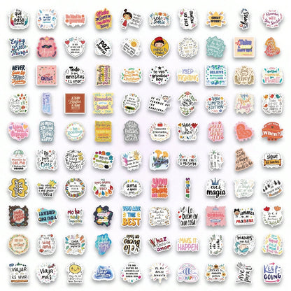 50/100/150pcs Spanish Positive Quote Stickers, Inspirational Phrase Stickers, Suitable For Water Bottles, Laptops, Notebooks, Scrapbooks, Phone Cases, Stationery, Suitable For Adults, Teenagers, Offic