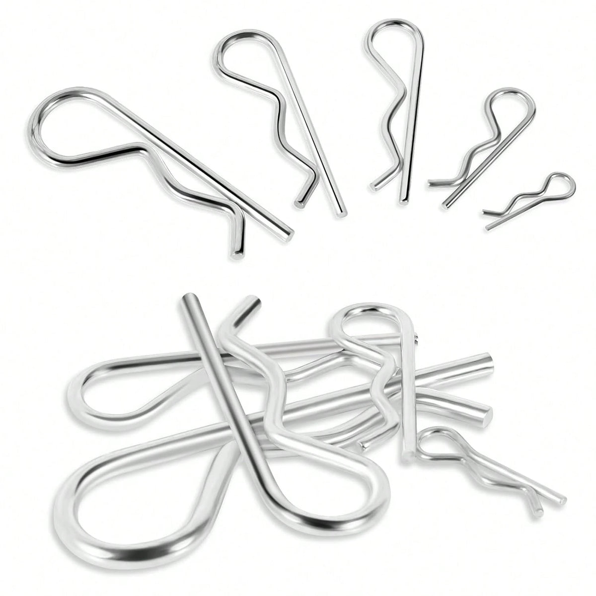 50 Pcs Cotter Pins, Cotter Pin Assortment Kit, Heavy Duty R Clips Hardware Pins, 5 Sizes Spring Fasteners Hitch Pin For Trailer Locking, Trailer Clamps, Lawn Mowers, Trucks, Mechanic'S Choice
