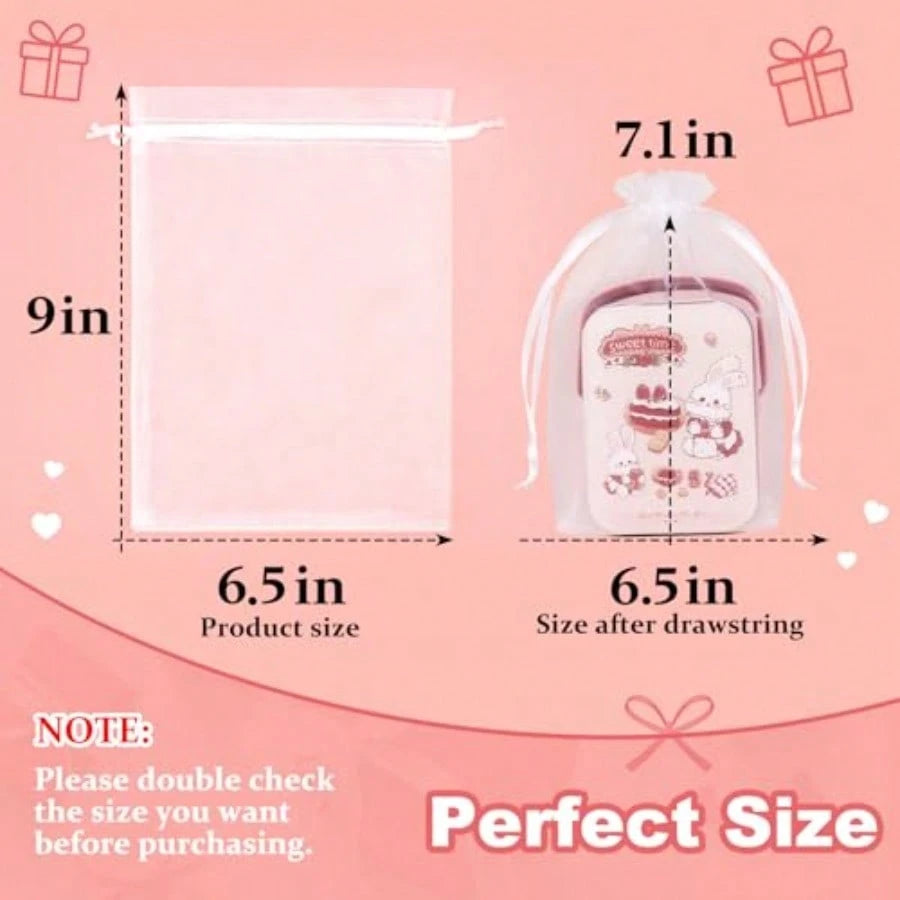50 Pcs Large Organza Bags 6x9, White Small Gift Bags Drawstring Sheer Mesh, Use For Jewelry Candy Treat Sachet, Party Favor Goodie Pouches For Wedding Baby Bridal Shower Birthday Halloween