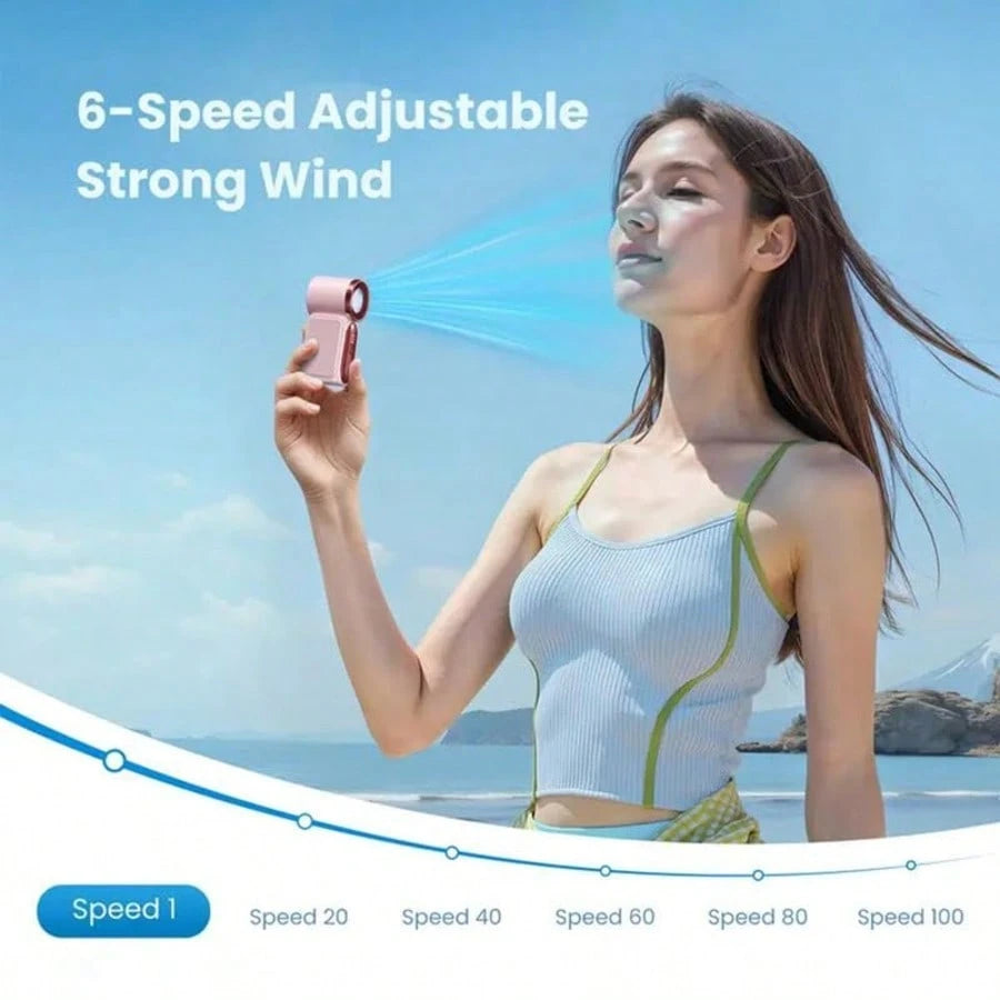 5000mAh Rechargeable Personal Fan, 6 Speed 16900 RPM High Velocity Fan With LED Display, Portable White Fan For Daily Use