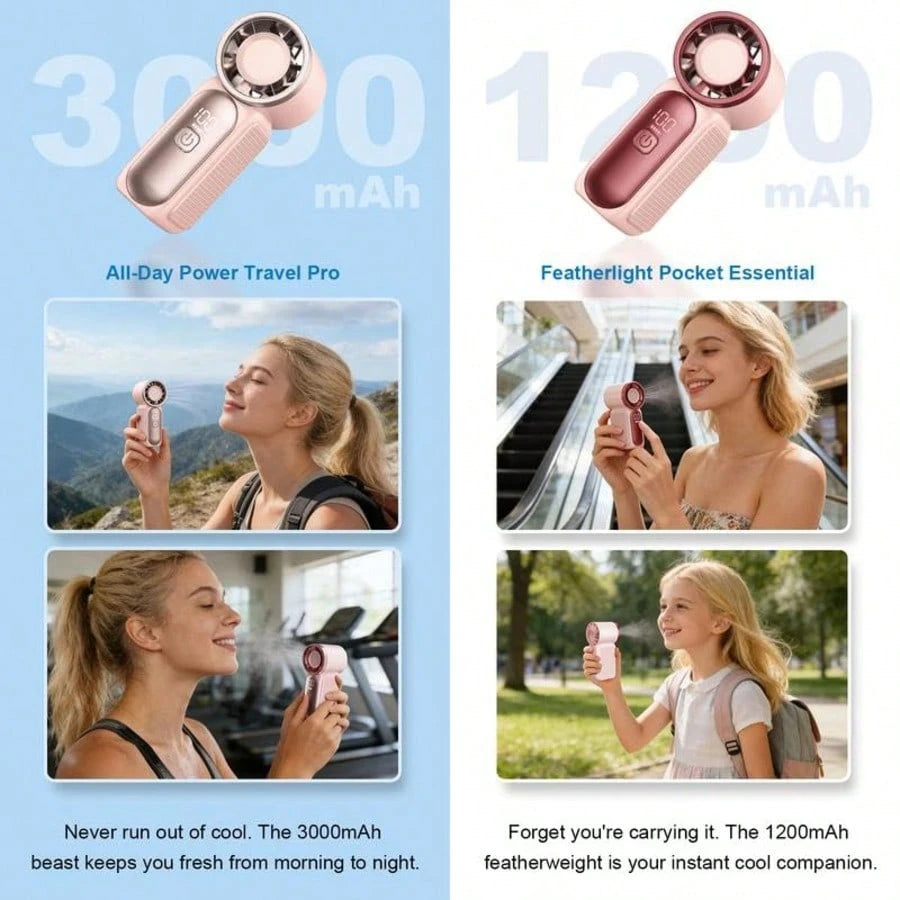 5000mAh Rechargeable Personal Fan, 6 Speed 16900 RPM High Velocity Fan With LED Display, Portable White Fan For Daily Use