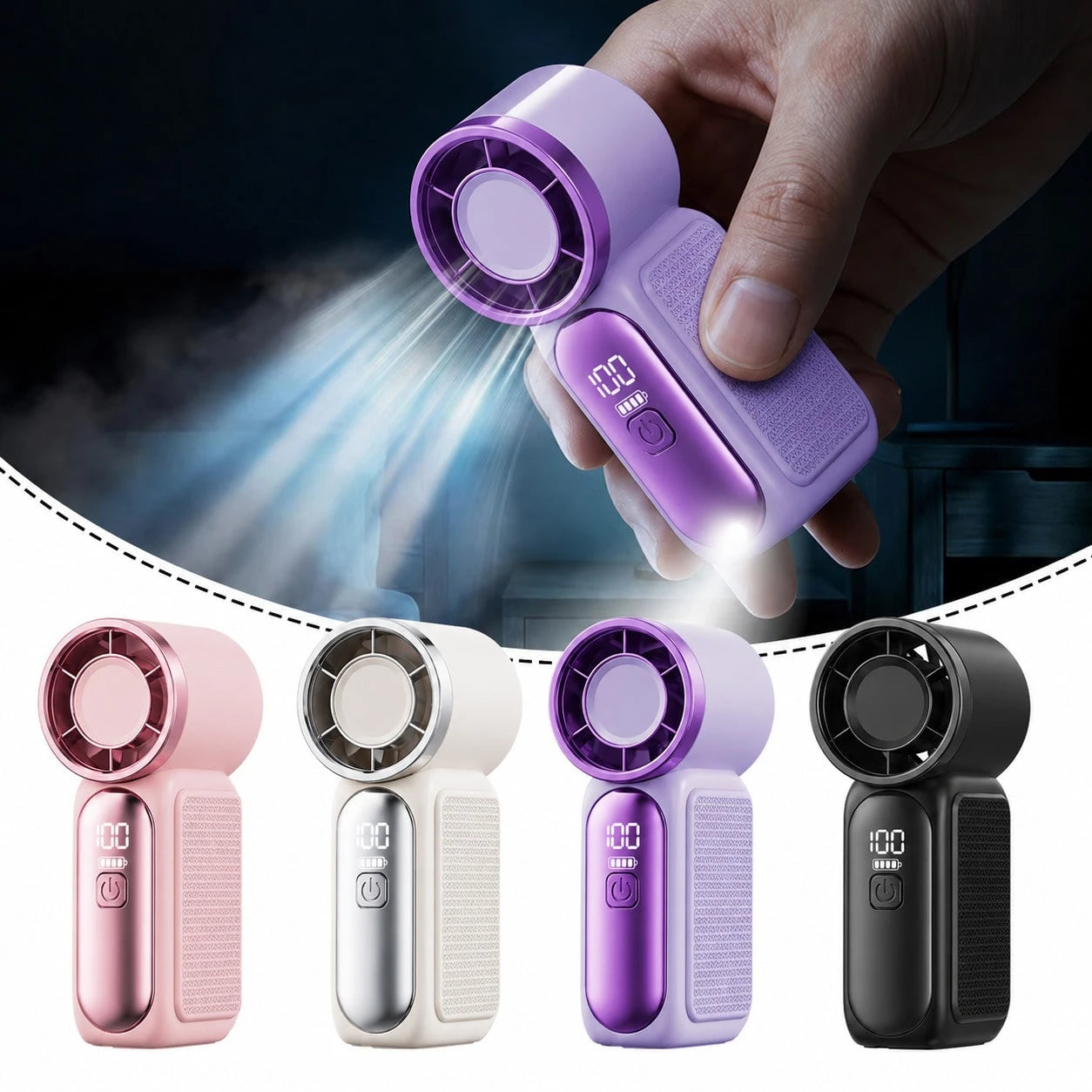 5000mAh Rechargeable Personal Fan, 6 Speed 16900 RPM High Velocity Fan With LED Display, Portable White Fan For Daily Use