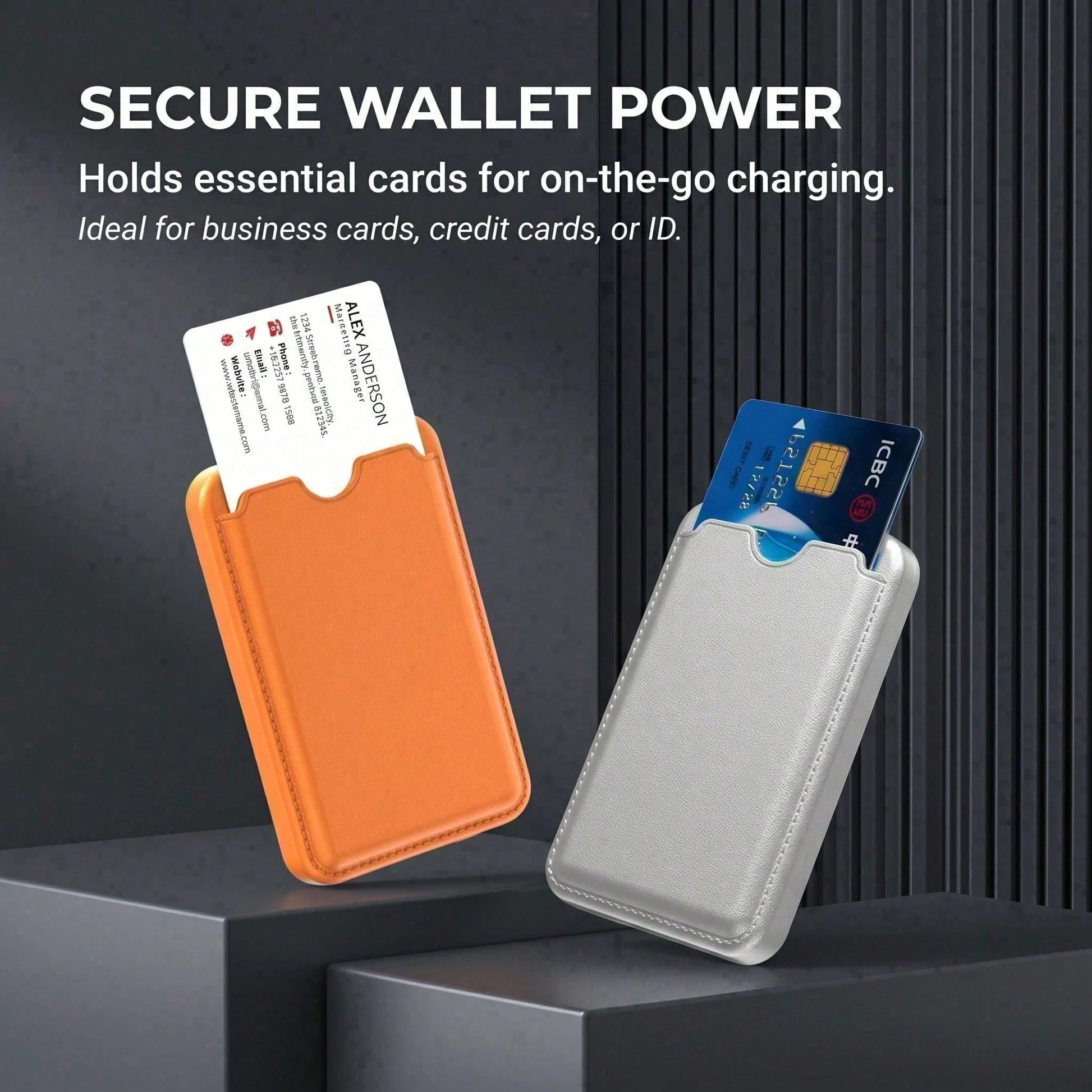 5000mAh Ultra Slim Magnetic Wireless Battery Pack With Card Slot, 15W Wireless & 20W PD Wired Fast Charging Portable Power Bank, Leather Wallet Design With Smart Charging Protection, Compatible With I