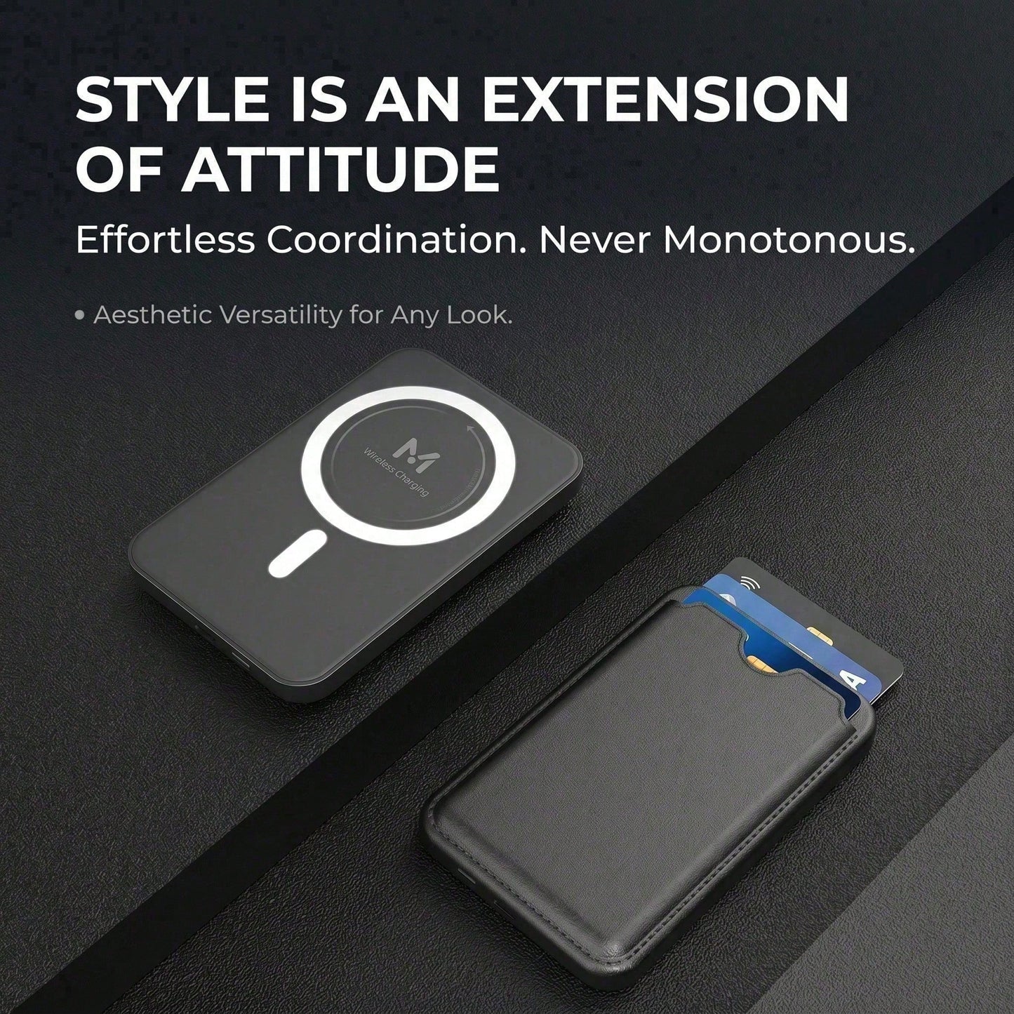 5000mAh Ultra Slim Magnetic Wireless Battery Pack With Card Slot, 15W Wireless & 20W PD Wired Fast Charging Portable Power Bank, Leather Wallet Design With Smart Charging Protection, Compatible With I